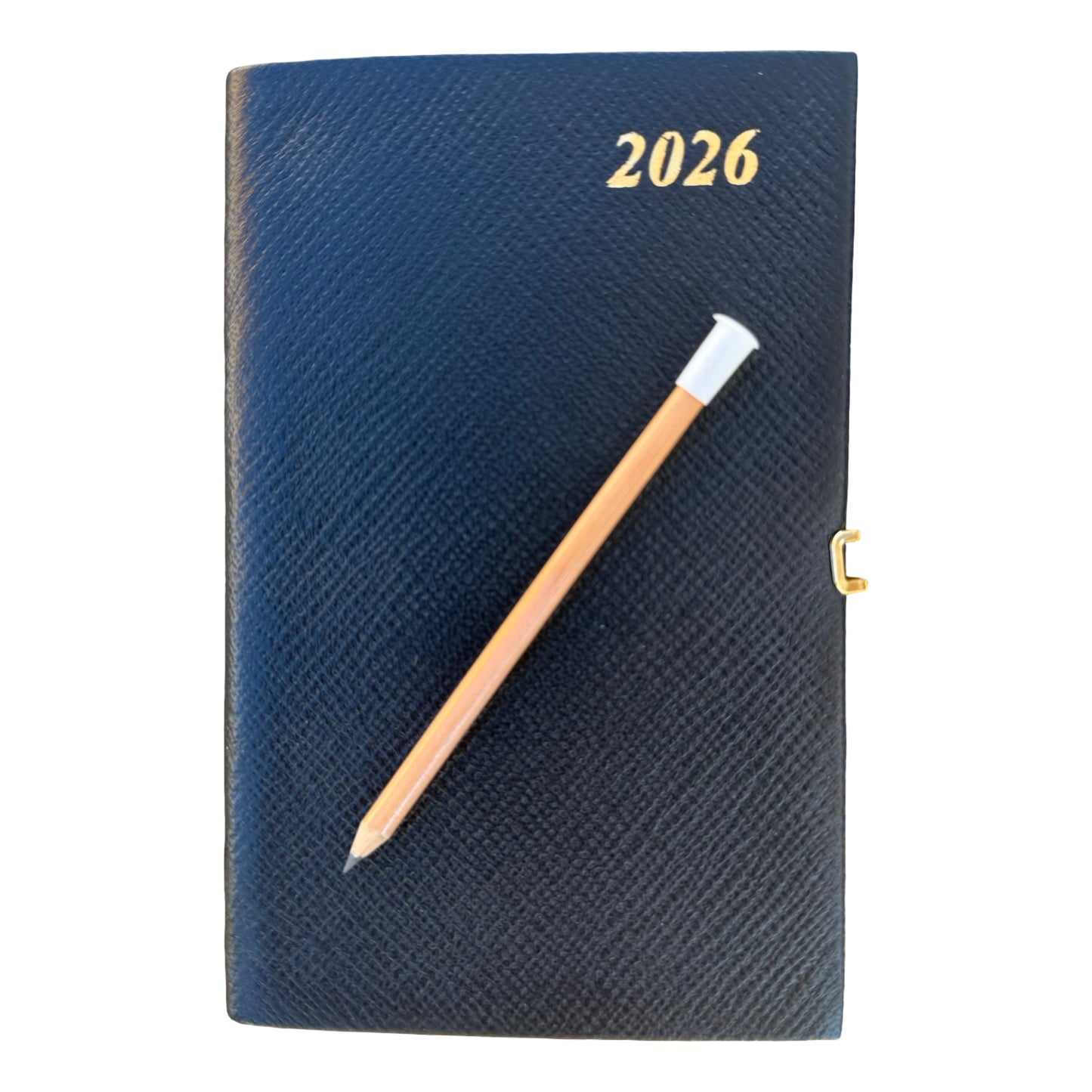 2026  D753LJC | Crossgrain Leather Calendar Book | One Week Per Opening | Pencil w/ Gold Clasp | 5" x 3" |  Year 2026