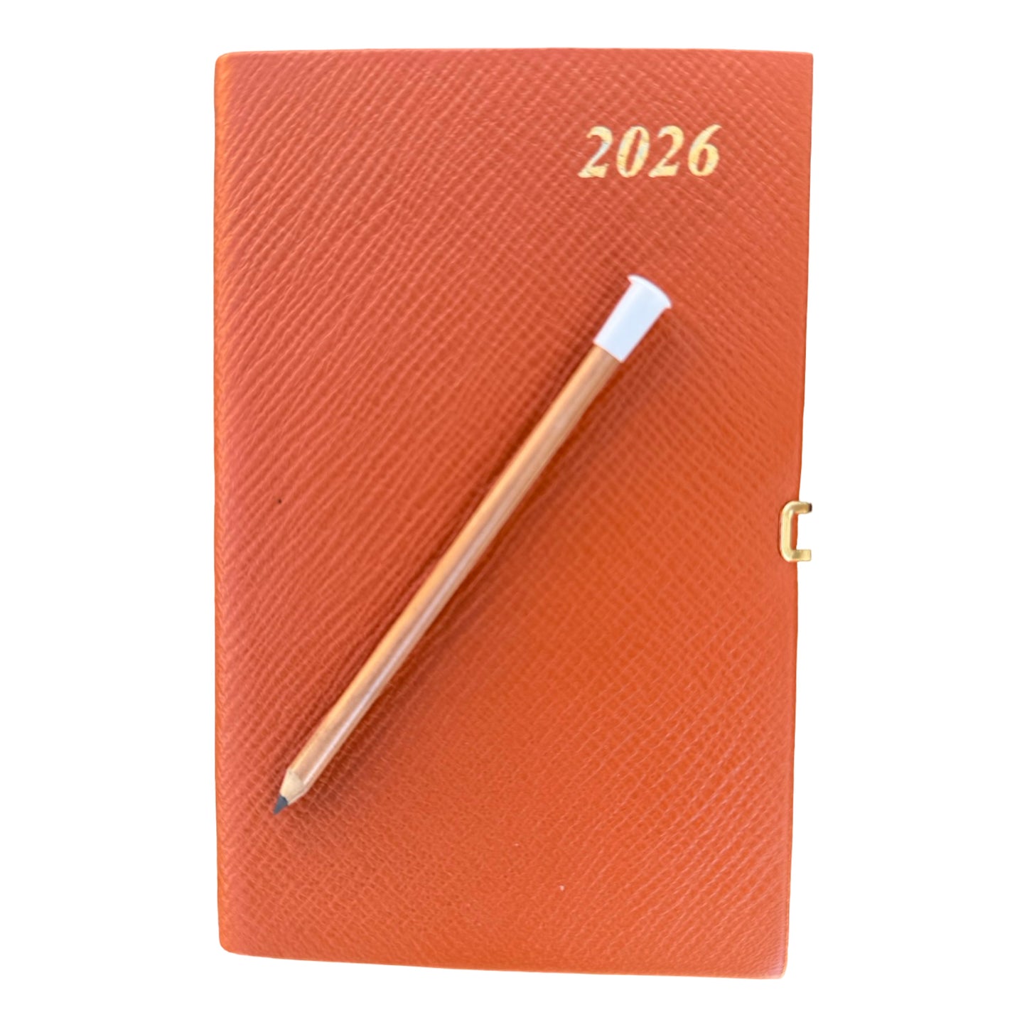 2026  D753LJC | Crossgrain Leather Calendar Book | One Week Per Opening | Pencil w/ Gold Clasp | 5" x 3" |  Year 2026