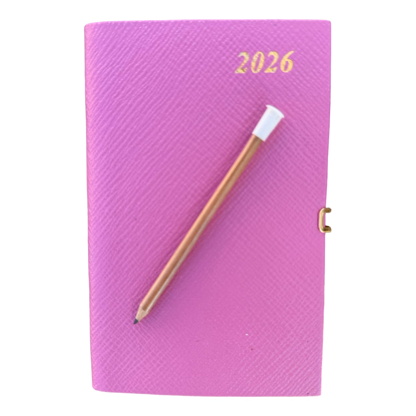 2026  D753LJC | Crossgrain Leather Calendar Book | One Week Per Opening | Pencil w/ Gold Clasp | 5" x 3" |  Year 2026