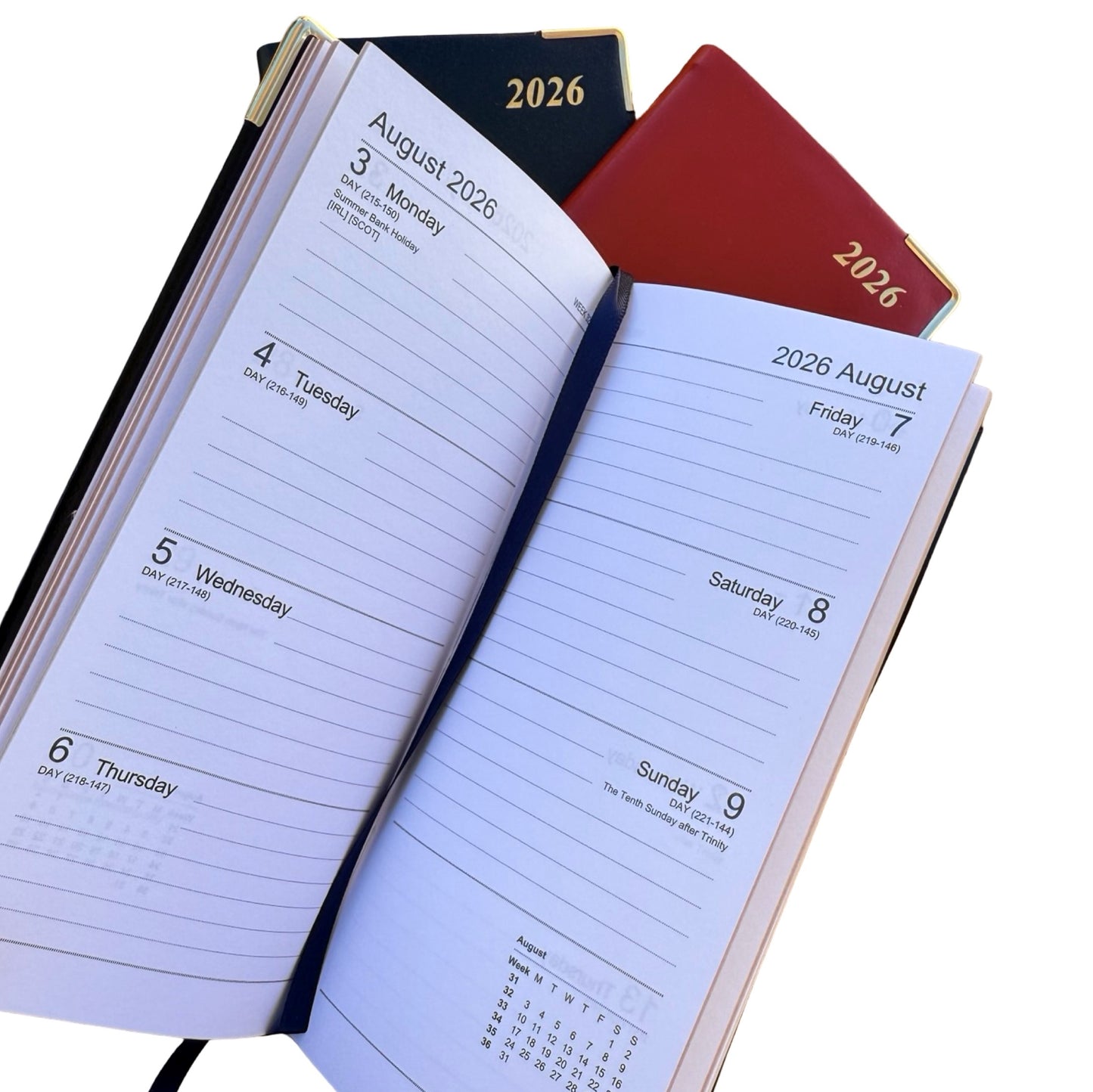 2026  D763VBL | Bonded Leather Pocket Planner | One Week Per Opening | 6" x 3" | Year 2026