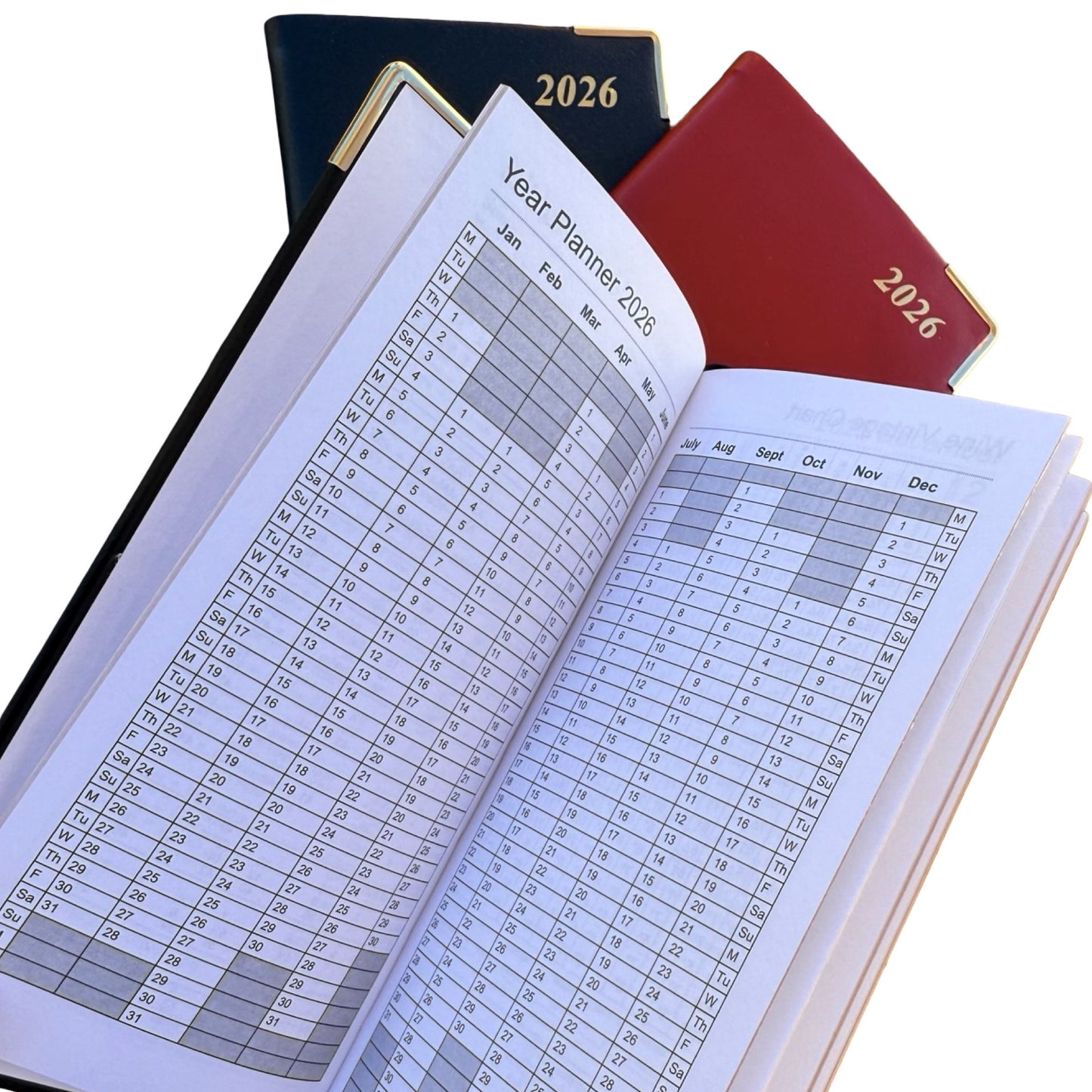 2026  D763VBL | Bonded Leather Pocket Planner | One Week Per Opening | 6" x 3" | Year 2026