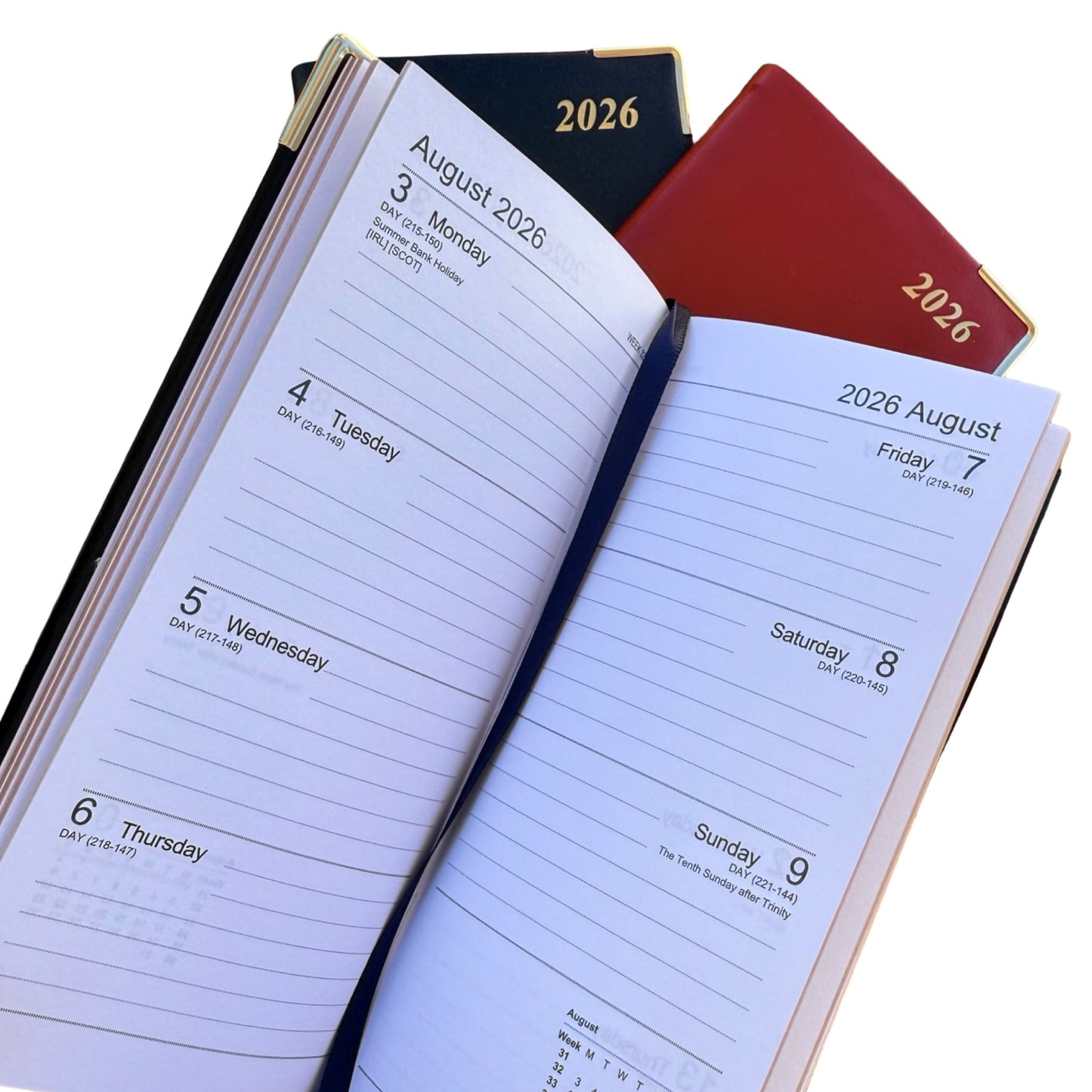2026  D763VBL | Bonded Leather Pocket Planner | One Week Per Opening | 6" x 3" | Year 2026