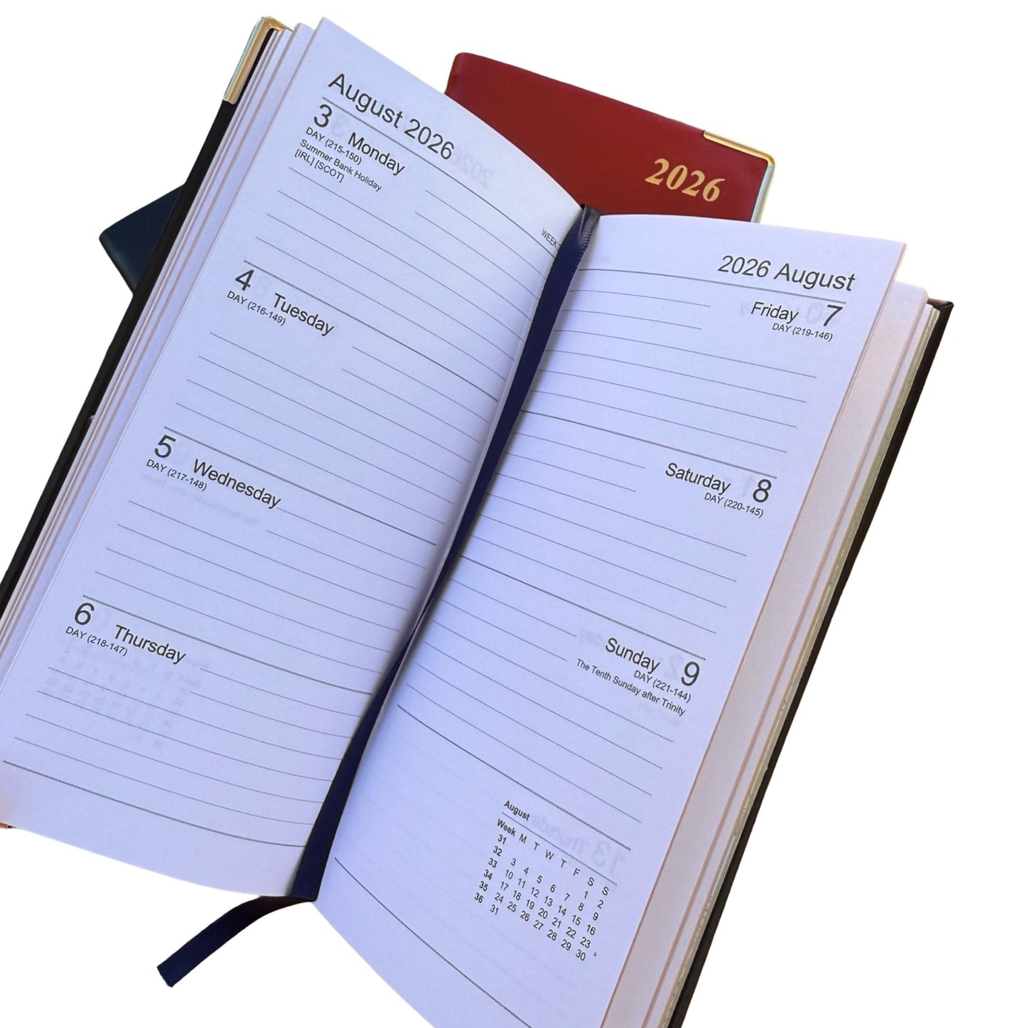 2026  D763VBL | Bonded Leather Pocket Planner | One Week Per Opening | 6" x 3" | Year 2026
