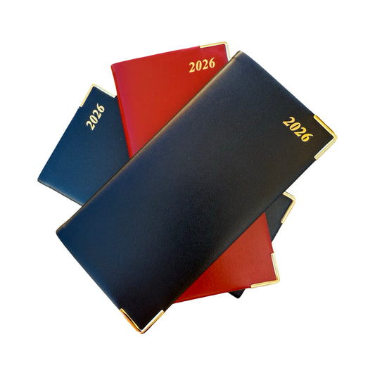 2026  D763VBL | Bonded Leather Pocket Planner | One Week Per Opening | 6" x 3" | Year 2026