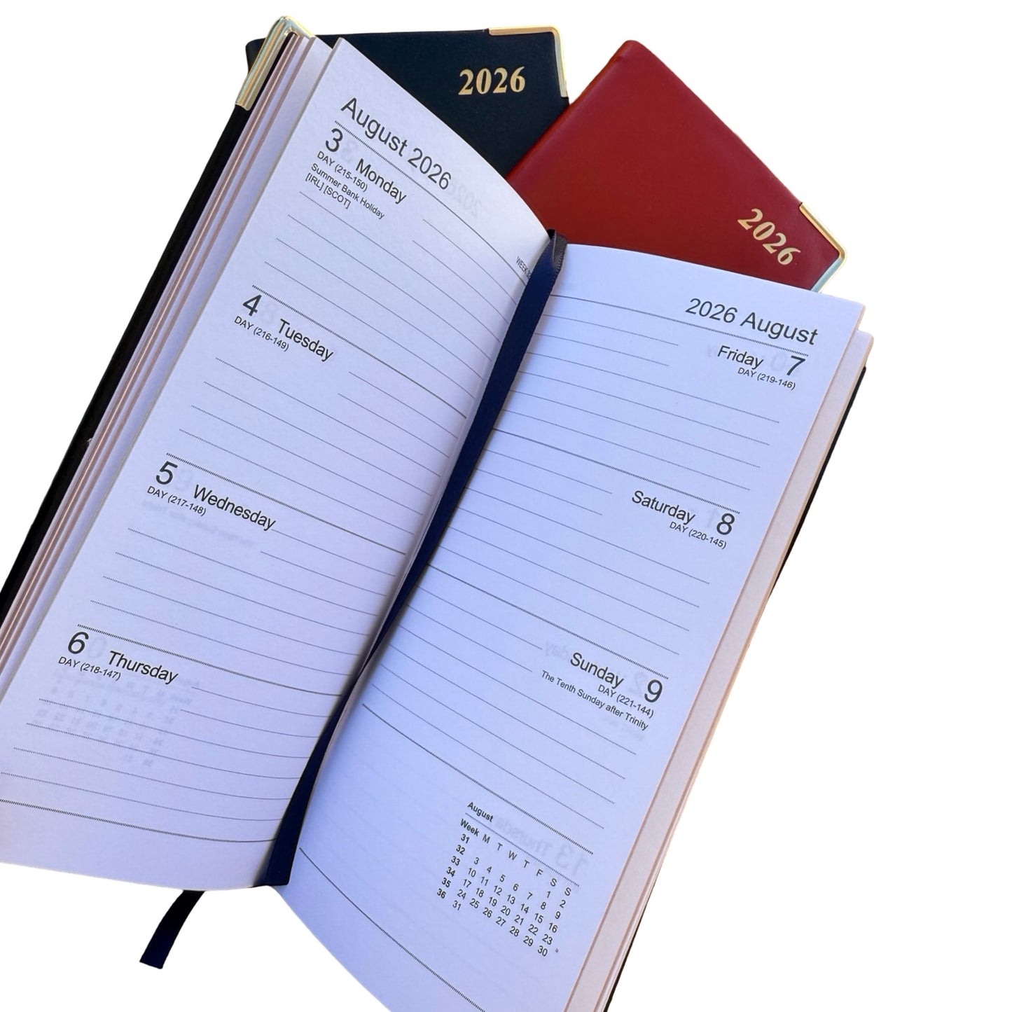 2026  D763VCA | Calf Leather Pocket Agenda Book | One Week Per Opening | 6" x 3" | Year 2026