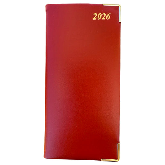 2026  D763VCA | Calf Leather Pocket Agenda Book | One Week Per Opening | 6" x 3" | Year 2026