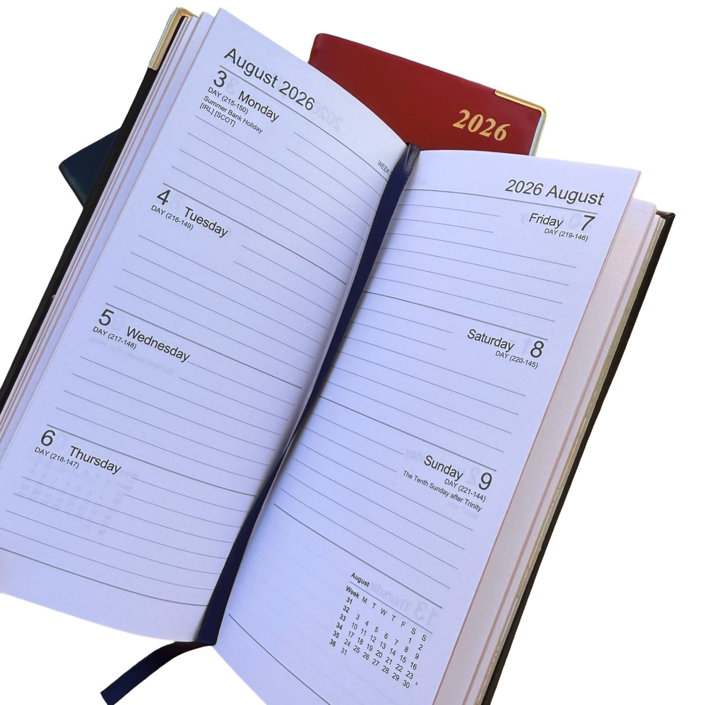 2026  D763VCA | Calf Leather Pocket Agenda Book | One Week Per Opening | 6" x 3" | Year 2026