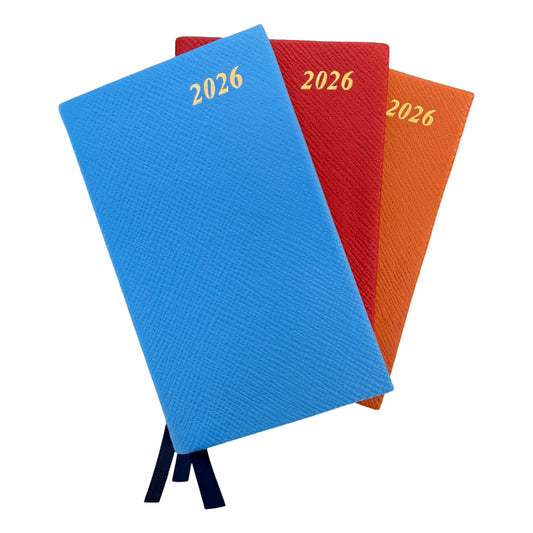 2026  D753L | Crossgrain Leather Pocket Calendar Book | One Week Per Opening | 5" x 3" | Year 2026