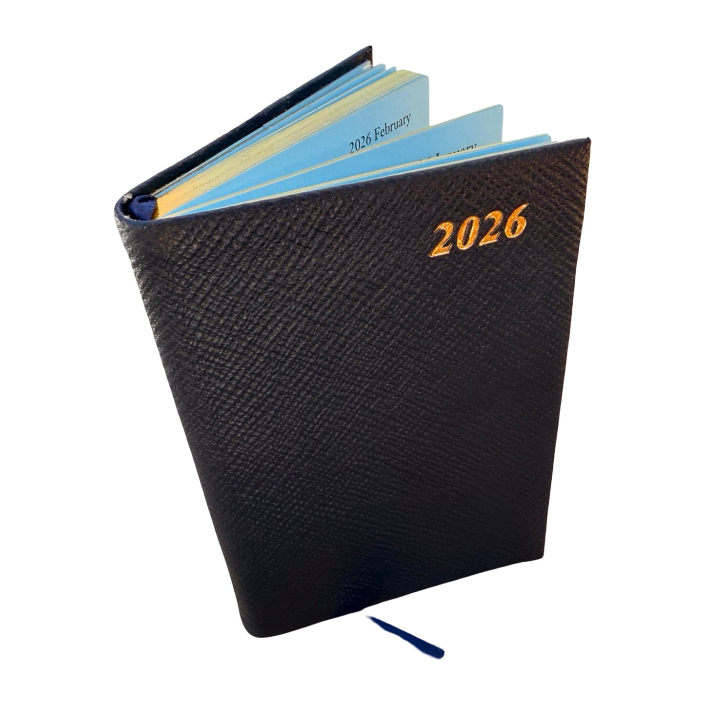 2026  D732L | Crossgrain Leather Tiny Calendar Book | 3" x 2" | Year 2026