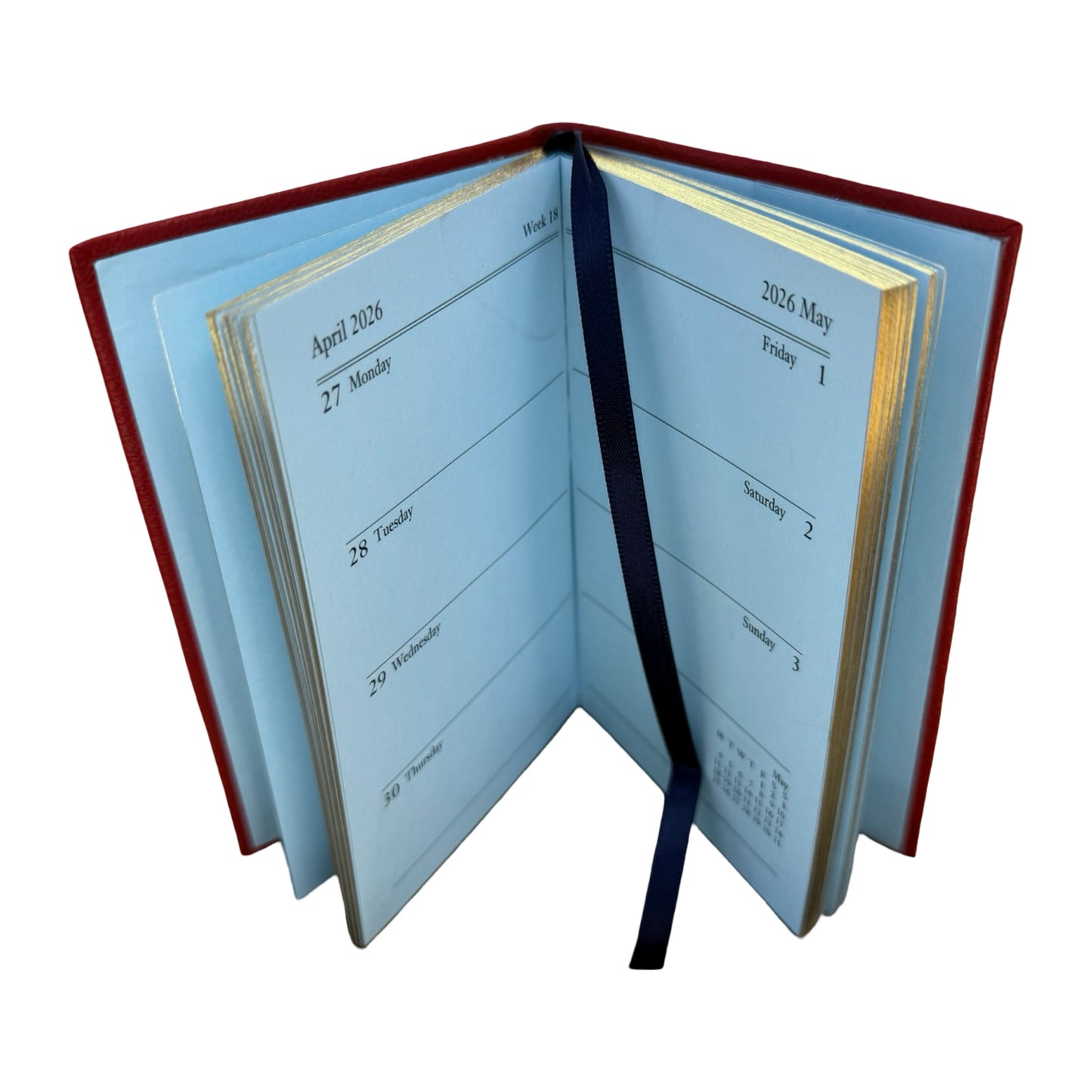 2026  D732L | Crossgrain Leather Tiny Calendar Book | 3" x 2" | Year 2026