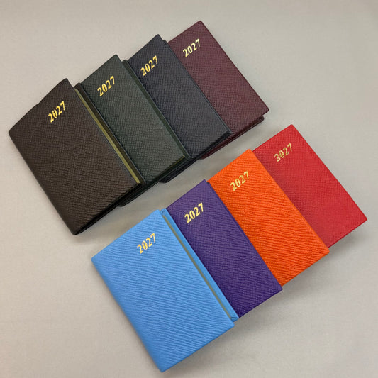 2027  D732L | Crossgrain Leather TINY Calendar Book | 3" x 2" | Year 2027