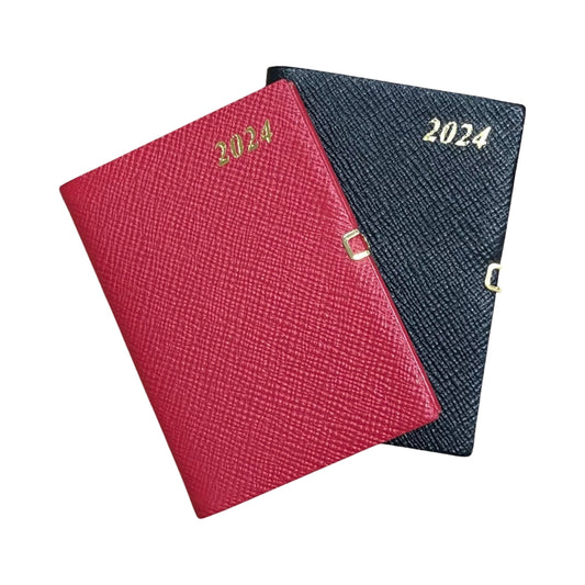 2024 CROSSGRAIN Leather Pocket Calendar Book | 4 x 2.5" | Pencil with Gold Clasp | D742LJC