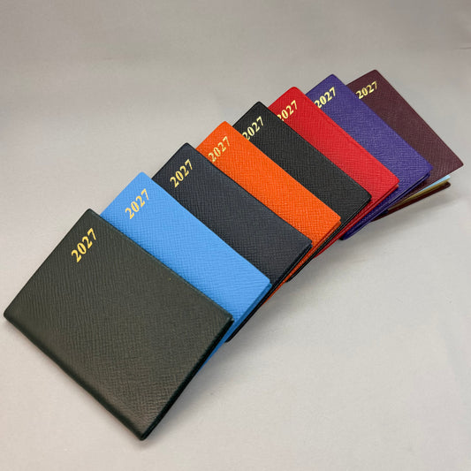 2027  D742LJ | Crossgrain Leather Calendar Book | One Week Per Opening | Pencil in Spine | 4" x 2.5" | Year 2027