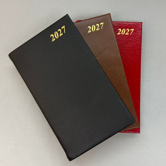 2027  D753C | Finest Calf Leather Pocket Agenda Book | One Week Per Opening | 5" x 3" | Year 2027