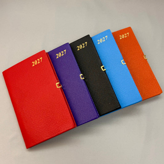2027  D753LJC | Crossgrain Leather Calendar Book | One Week Per Opening | Pencil w/ Gold Clasp | 5" x 3" |  Year 2027