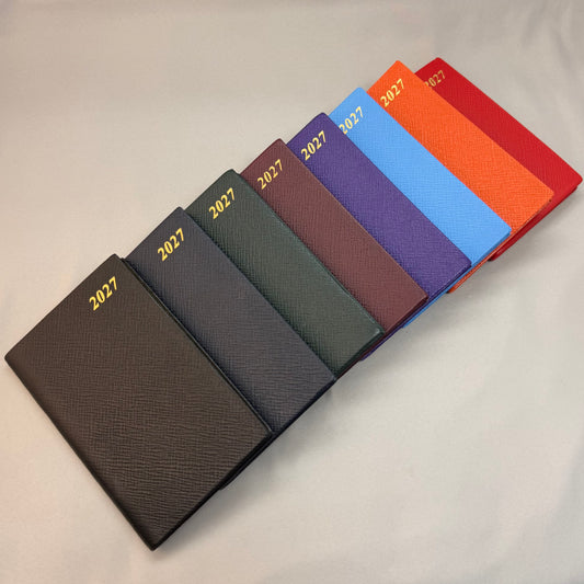 2027  D753LJ | Crossgrain Leather Calendar Book | One Week Per Opening | Pencil in Spine |  5" x 3" | Year 2027