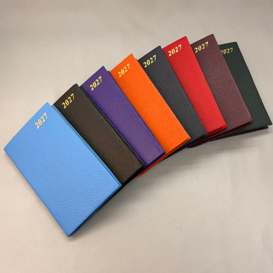 2027  D753L | Crossgrain Leather Pocket Calendar Book | One Week Per Opening | 5" x 3" | Year 2027
