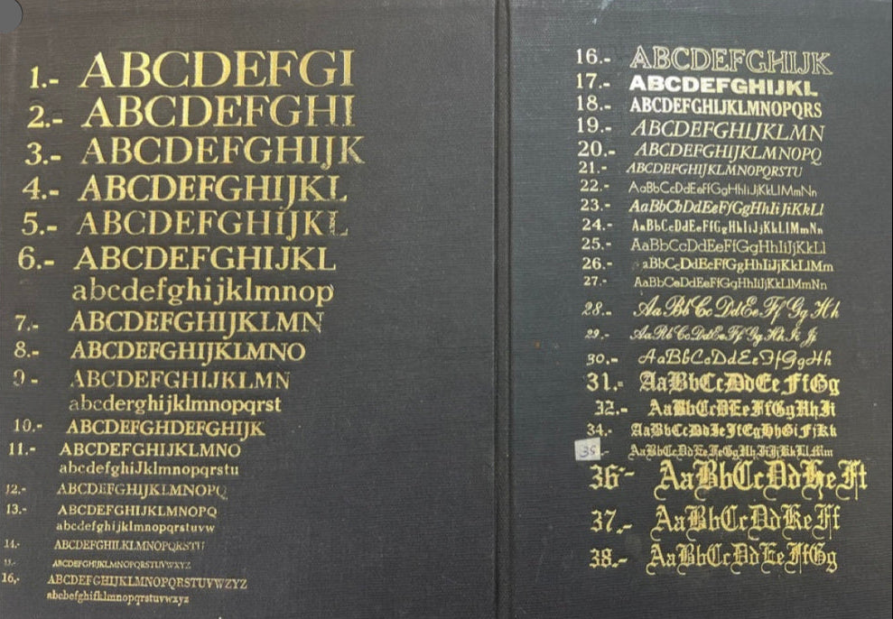 font selection - gold lettering on leather
