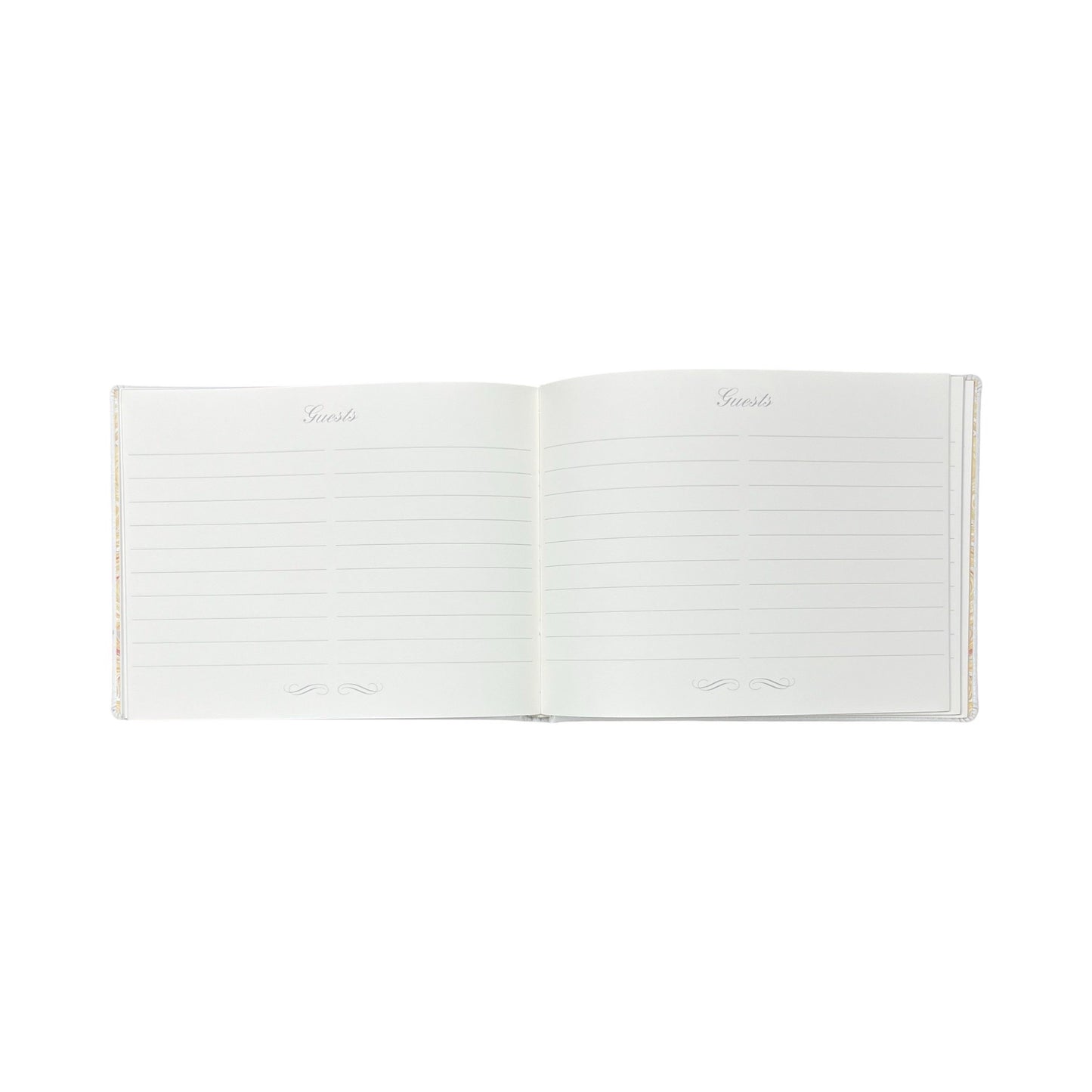 Classic White Leather Wedding Guest Book | 7 by 9 Inches Horizontal | Buffalo Embossed Calf Leather | GUESTS