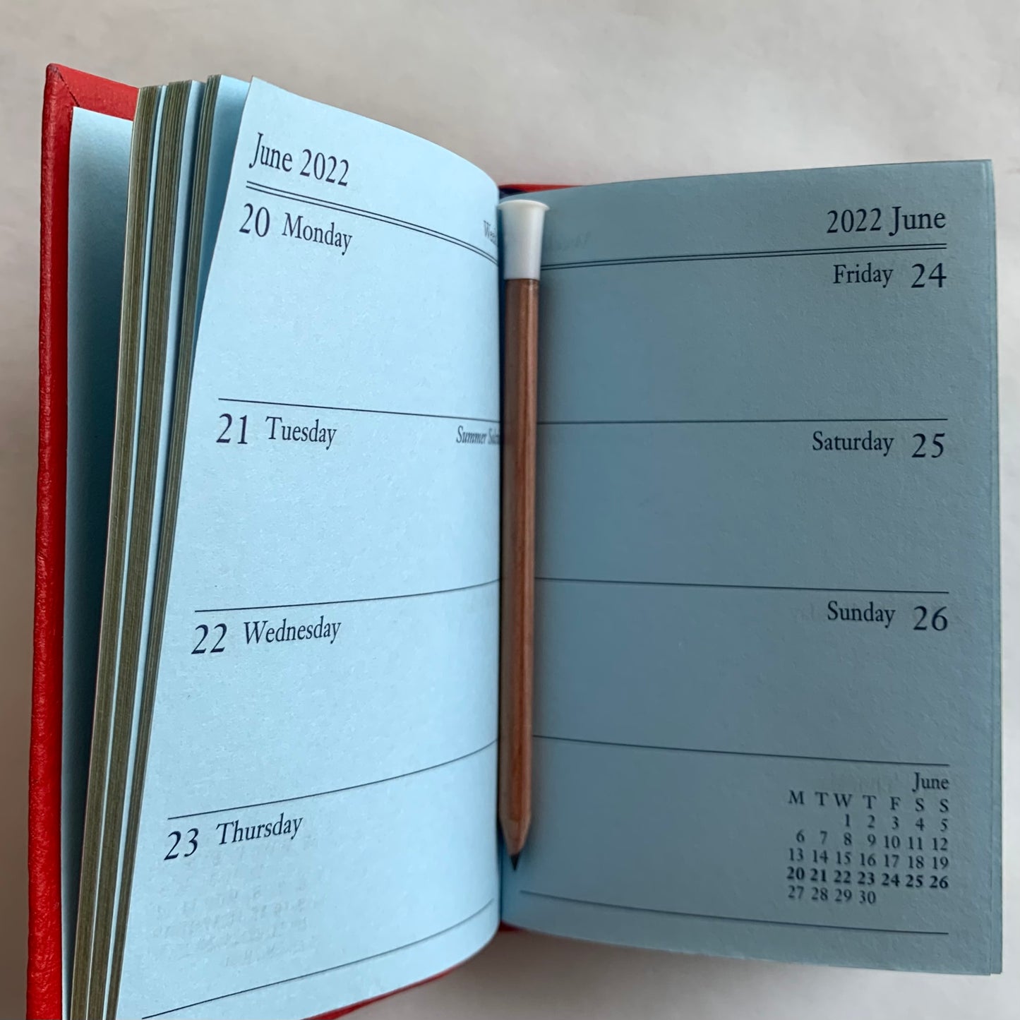 YEAR 2022 CROSSGRAIN Leather Pocket Calendar Book | 4 x 2.5" | Pencil in Spine | D742LJ