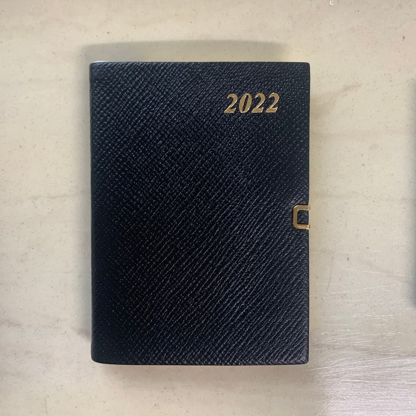 YEAR 2022 CROSSGRAIN Leather Pocket Calendar Book | 4 x 2.5" | Pencil with Gold Clasp | D742LJC