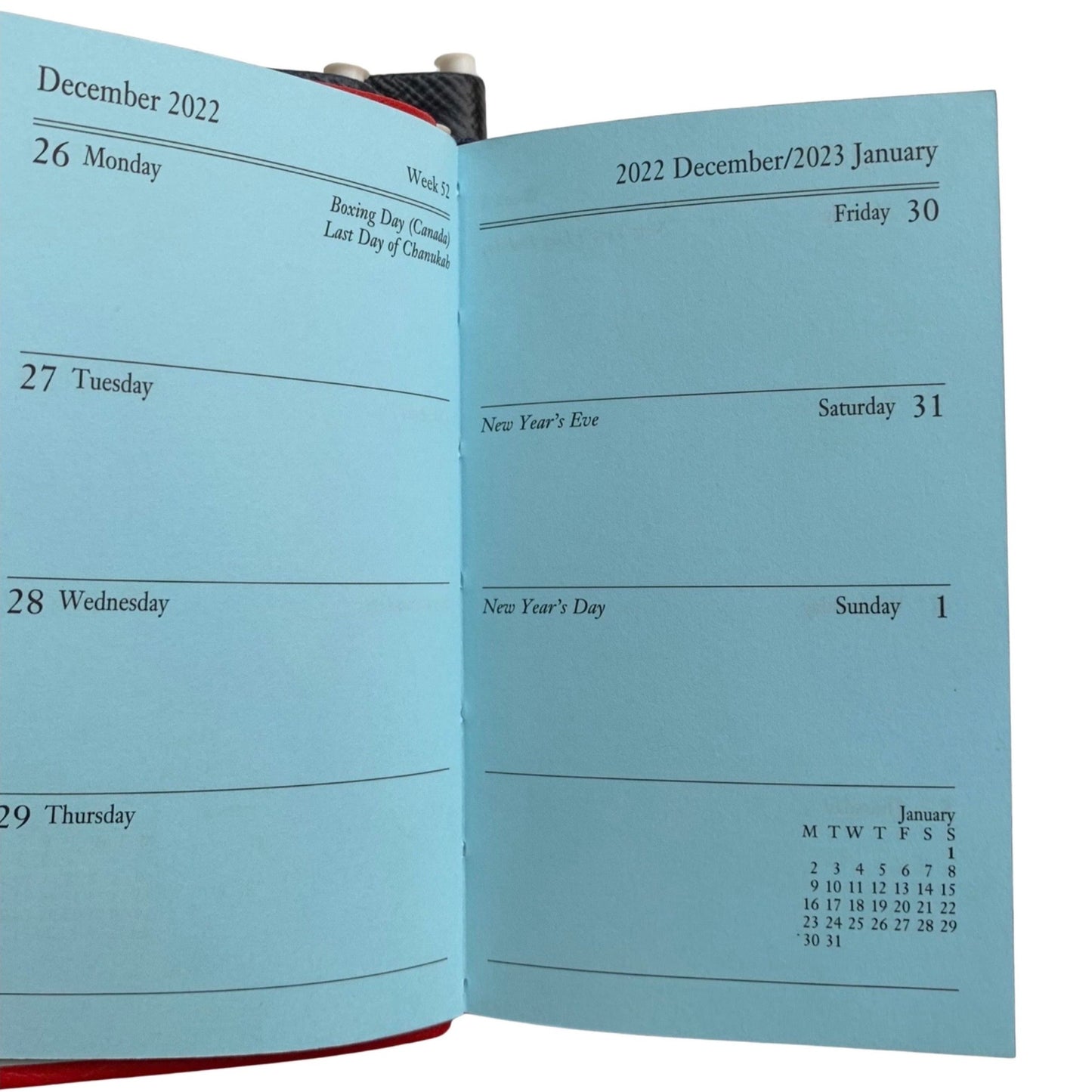 YEAR 2022 CROSSGRAIN Leather Pocket Calendar Book | 5 x 3" | Pencil in Spine | D753LJ