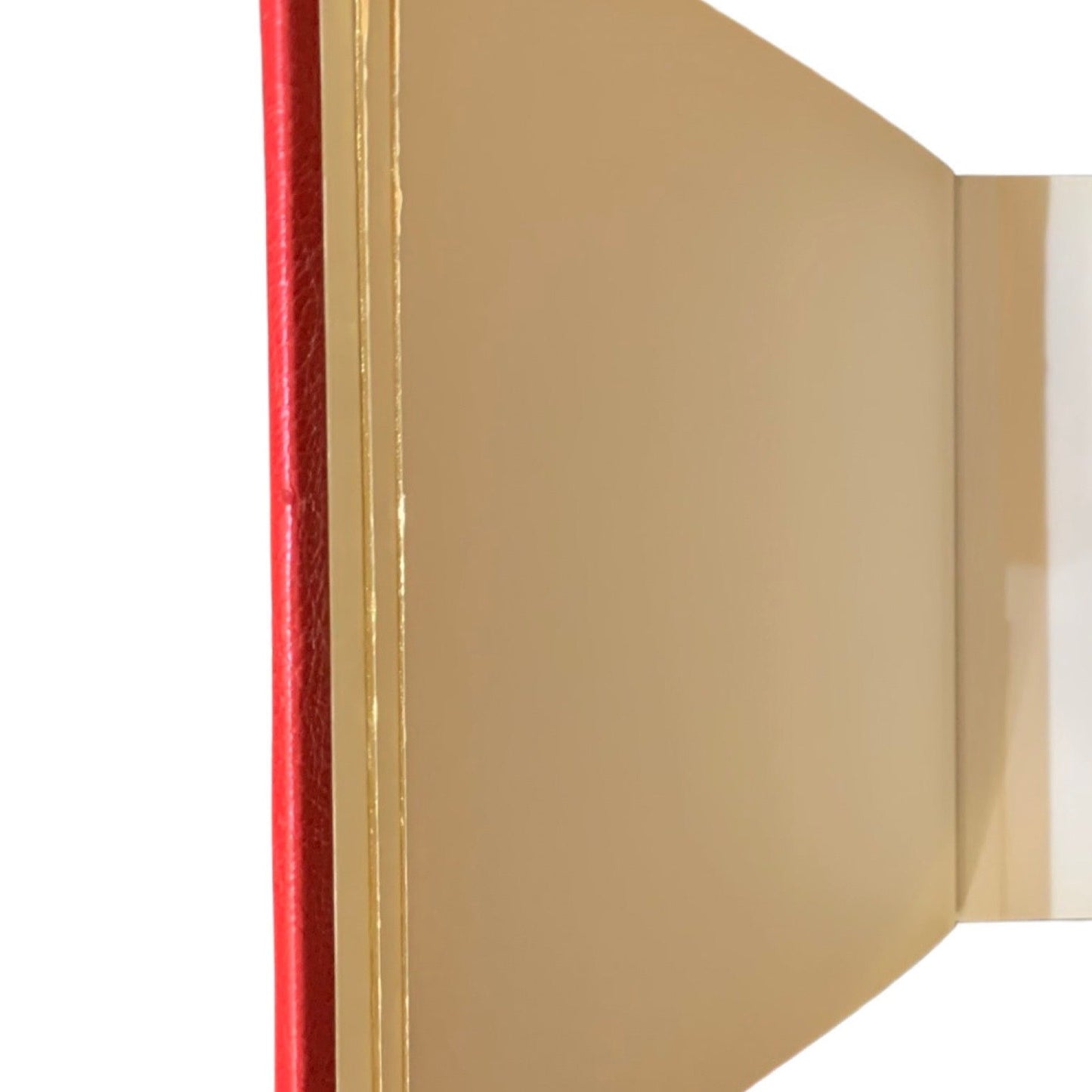 Leatherbound Scrapbook | Photo Album | Scarlet Embossed Calf | Thick Pages | 10" x 12" | MARIAN & DICK | 3 Lines of Text