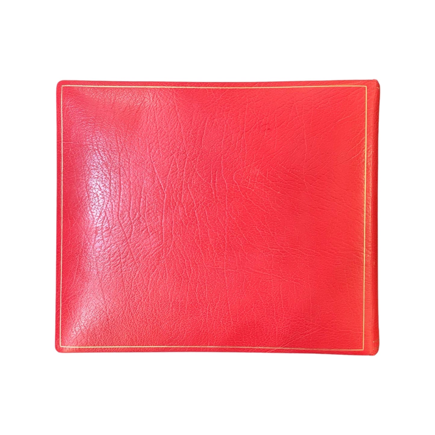 Leatherbound Scrapbook | Photo Album | Scarlet Embossed Calf | Thick Pages | 10" x 12" | MARIAN & DICK | 3 Lines of Text