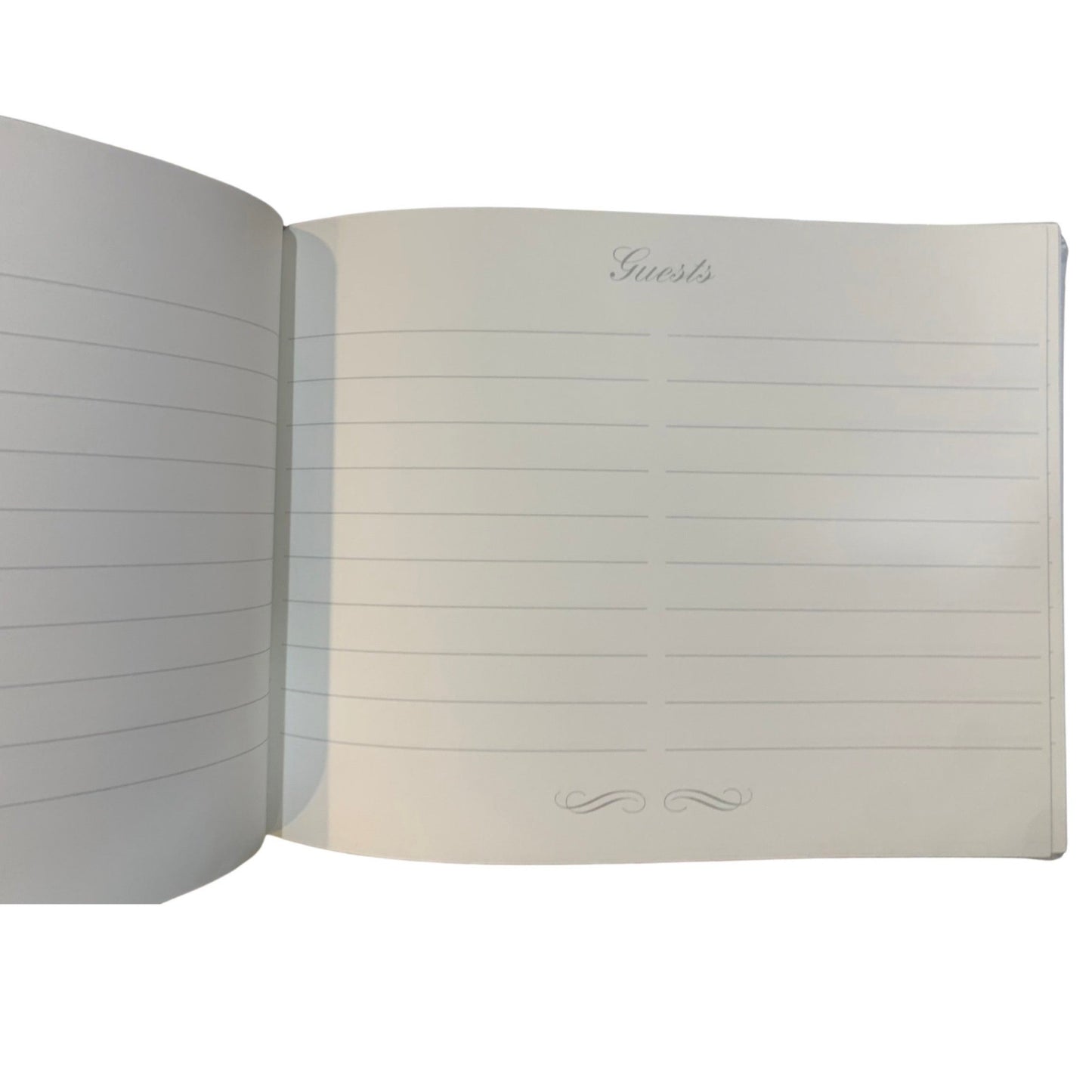 Classic White Leather Wedding Guest Book | 7 by 9 Inches Horizontal | Buffalo Embossed Calf Leather | GUESTS
