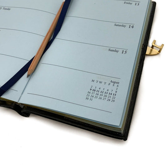 YEAR 2023 CROSSGRAIN Leather Pocket Calendar Book | 5 x 3" | Pencil with Gold Clasp | D753LJC